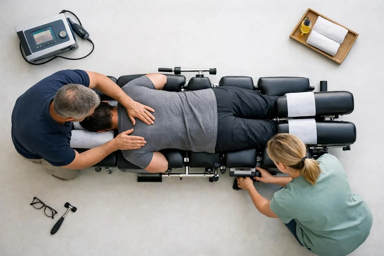 Chiropractic Table in Chiropractor: Chiropractic Table is a specialized medical device designed to support patients during...